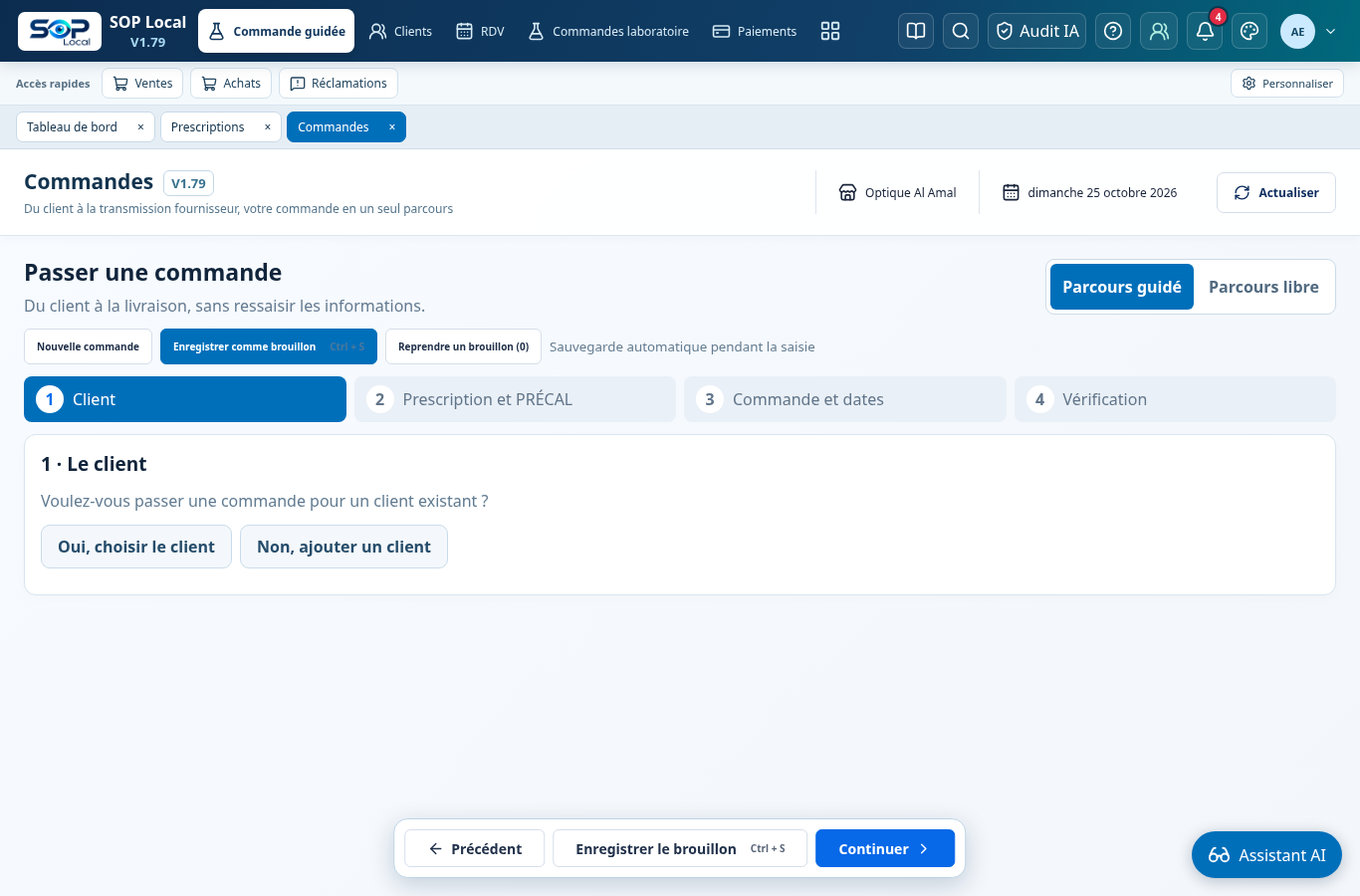 Écran de commande guidée SOP en démonstration